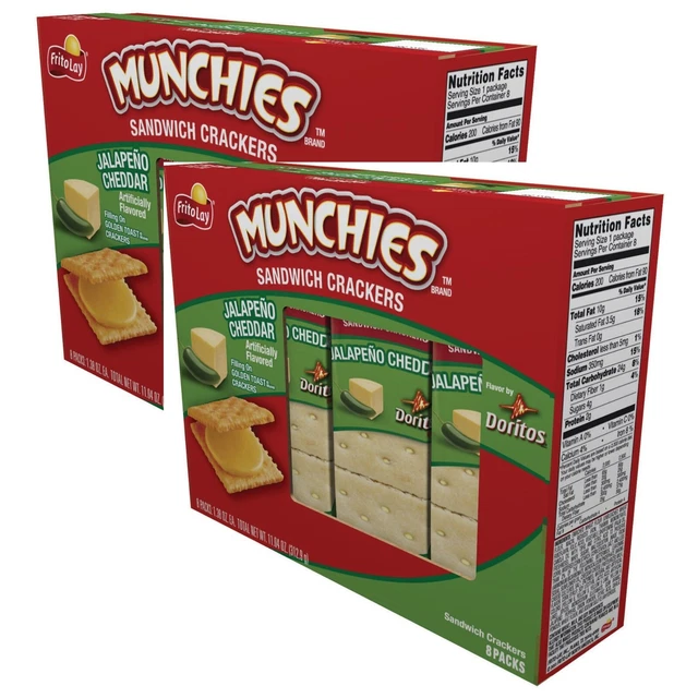 MUNCHIES DORITOS JALAPENO CHEDDAR CHEESE Sandwich Crackers 1.38 Oz. (16