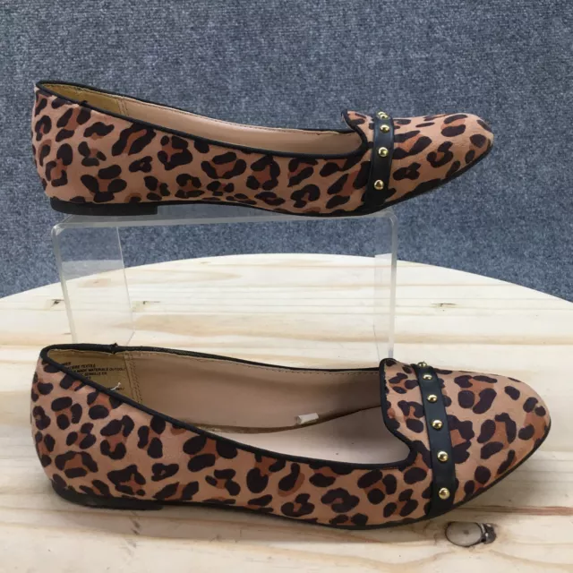 Mossimo Supply Co Shoes Womens 6.5 Leopard Flats Loafer Brown Fabric Casual Stud