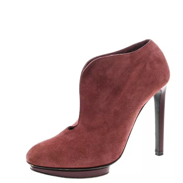 ALEXANDER MCQUEEN RED Suede Ankle Boots Size 37.5 $276.15 - PicClick