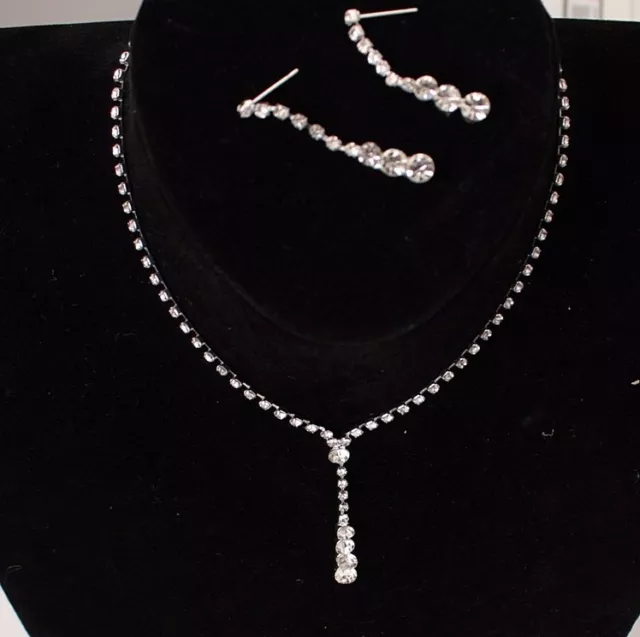 Schmuckset silber,Collier u.Ohrringe, Kristall,Hochzeit Set,Strass, Brautschmuck