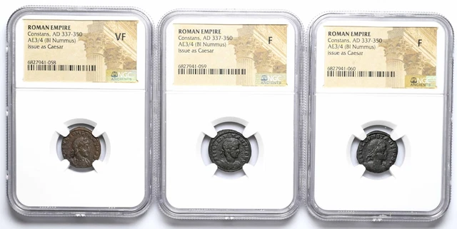 ROMAN EMPIRE. Constans, AD 337-350. Æ Nummus, NGC Certified lot of 3