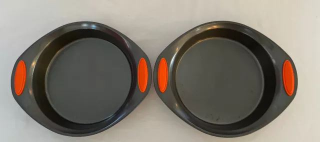 2 Rachael Ray Pie Pans Baking Bakeware Oven Lovin Nonstick Orange 10” Round