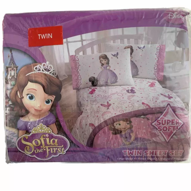 Disney Junior Princess Sofia The 1st Twin Sheet Set 3 Piece Cotton/Poly New Soft