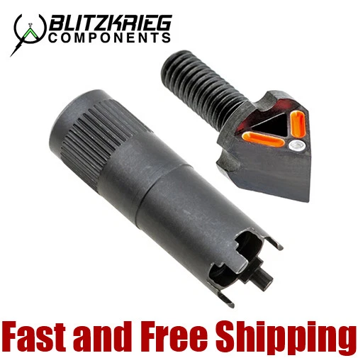 Blitzkrieg Components Chevron Front Sight Post - Orange Strip w/Grow In Dark Dot