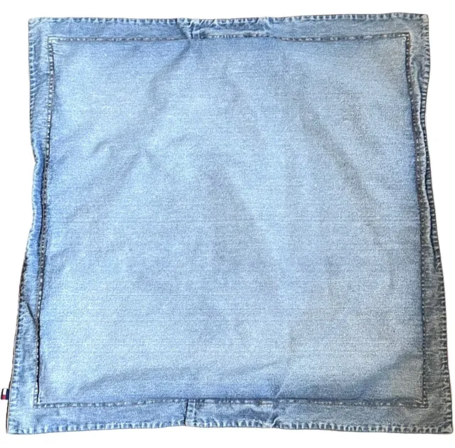 Vintage Tommy Hilfiger Pillow Sham Cover Blue Denim Cotton Large 30” Sofa Throw
