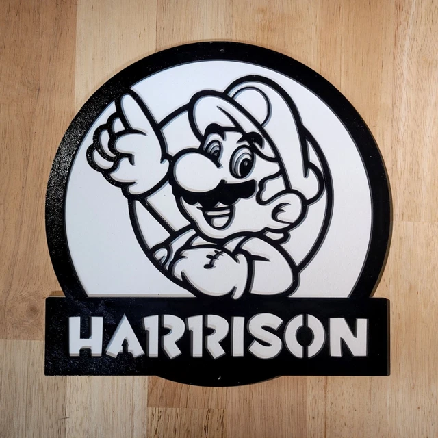 Grande Personalizado Mario Niños Letrero 3D Arte de Pared Juego Colgante Madera Placa Pintada