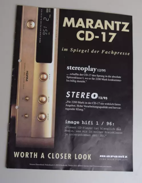 Marantz Cd 17 Test Heft Pressestimmen Prospekt Stereoplay Etc.