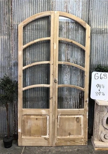 Antique French Double Doors (44.75x84.5) 4 Pane Glass European Doors G68