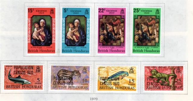 British Honduras Stamp Scott #247-250, 251-254, Set of 8, MLH, SCV$2.10