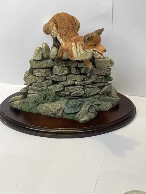 TEVIOTDALE Fox Jumping Wall, Signed Tom Mackie.