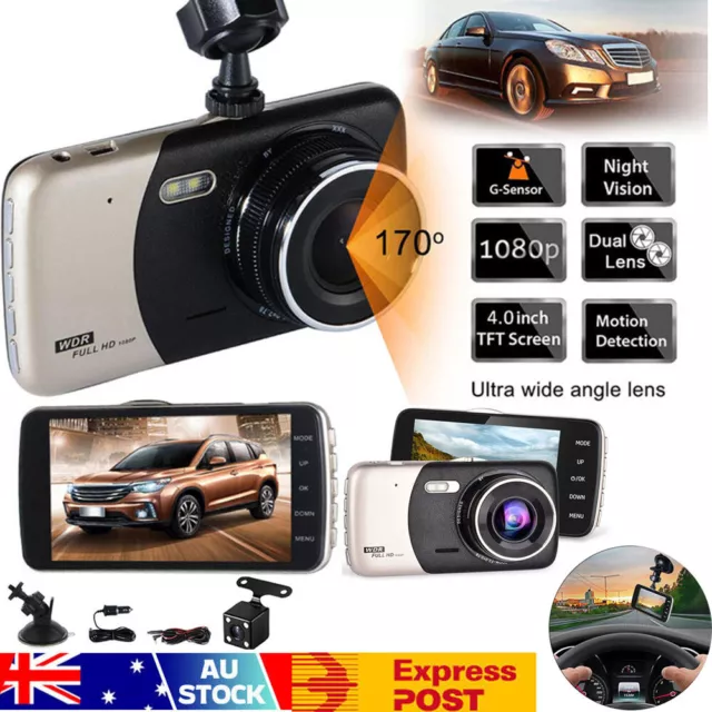4" Car Dash Cam HD 1080P WIFI GPS G-senser DVR Video Recorder Front &Rear Camera