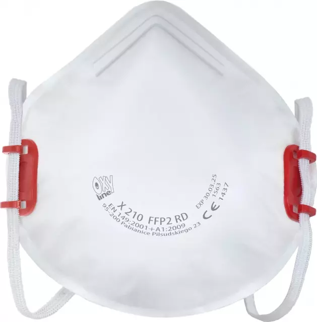 Oxyline 10X FFP2 R D Wiederverwendbare Atemschutzmaske Halbmaske Staubmaske Ohne