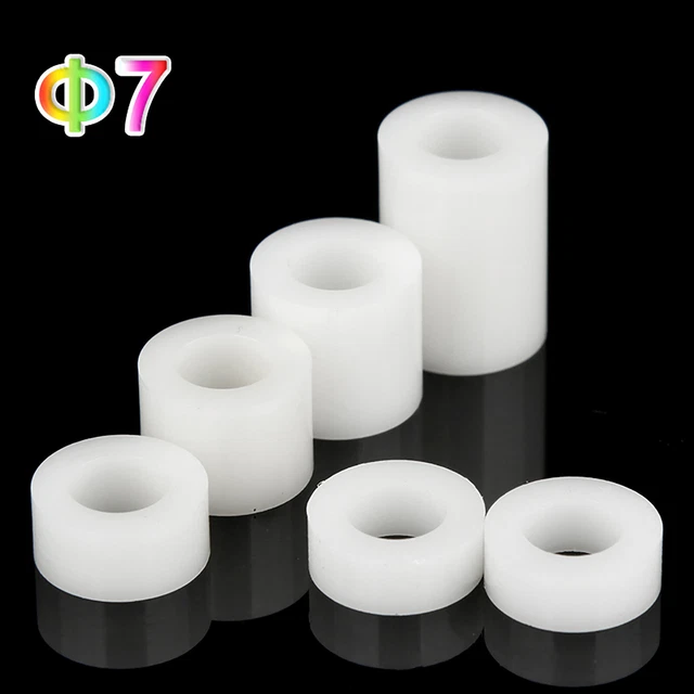 Φ7xID:3/4/5 Standoff ABS Plastic Spacer Sleeve White Rollers Unthreaded Washers
