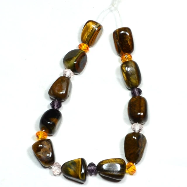 161.40 Ct Natural Tiger's Eye tumble & mixs Gemstone ball beads 9 inch Line