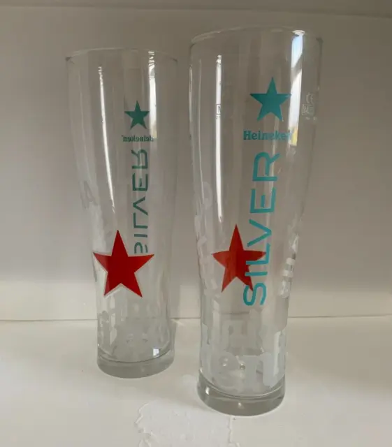 2 x Heineken  Pint Glasses 20oz Red Star New