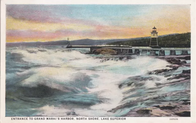 Entrance to Grand Marai's Harbor, North Shore Lake Superior Minnesota Postcard