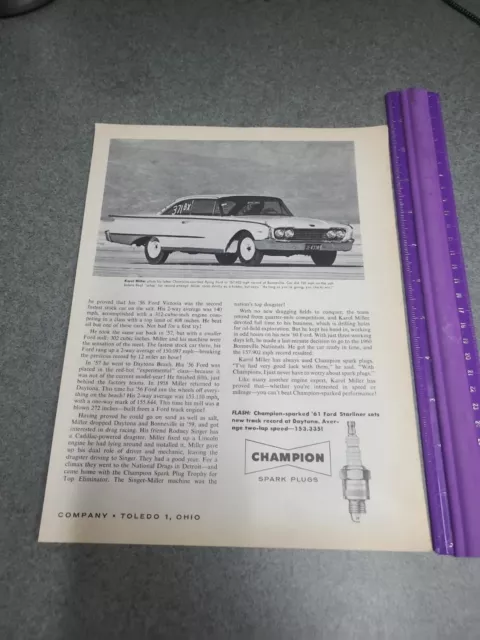 Champion Spark Plug Print Ad 1961 Karol Miller