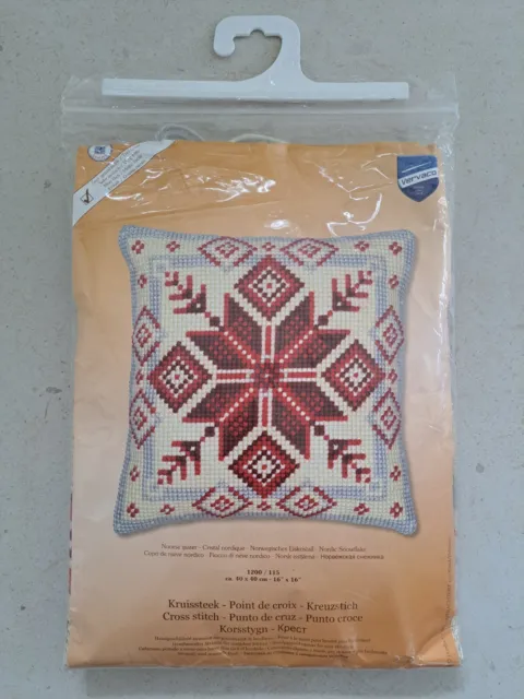 VERVACO Handpainted Cross Stitch Kit Cushion Nordic snowflake Scandi BNIP