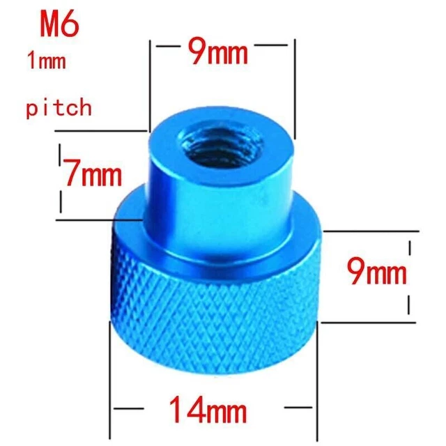 1pcs M6 1mm Pitch Colorful Aluminum Alloy Nuts Blind Hole Nut 14mm Head Diameter