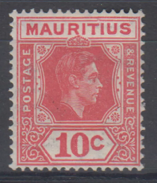 Maurice : 1942 : KGVI : 10c, rose rougeâtre pâle, (Perf 15 x 14).L.M.Comme neuf £ 42+