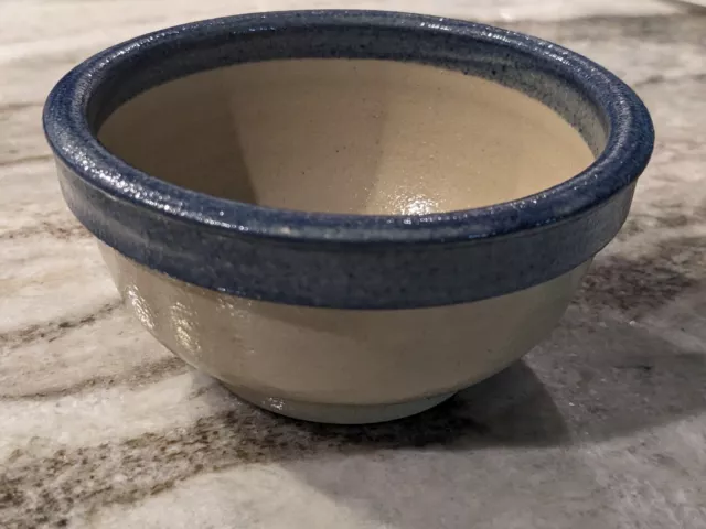 Vintage Beaumont Brothers Pottery, bbp, Blue Salt Glazed Blue Banded Bowl 4"x2"