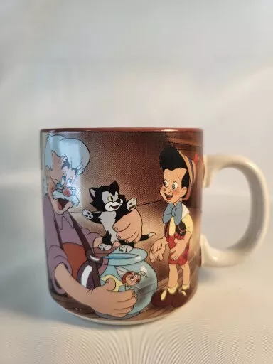 Vintage Walt Disney Pinocchio Geppetto Jiminy Cricket Coffee Cup Mug