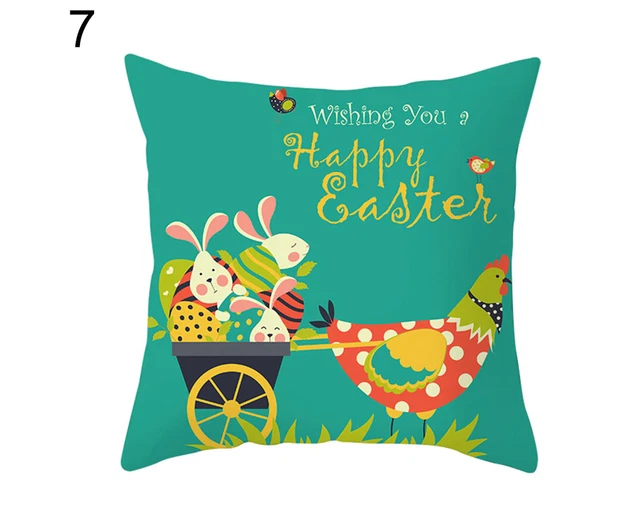 Easter Cartoon Rabbit Bicyle Throw Pillow Cover Case Cushion Home Sofa Car De...