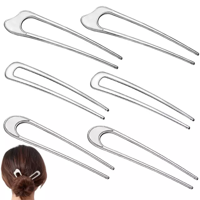 6 Pieces Metal U Shaped Hair Pins French Hairpin Vintage Forks Sticks Bobby Pin
