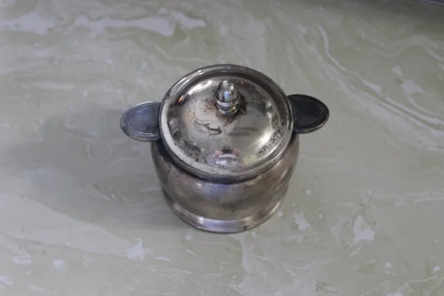 Vtg. Silver Soldered Covered Sugar Bowl From Union Pacific Railroad