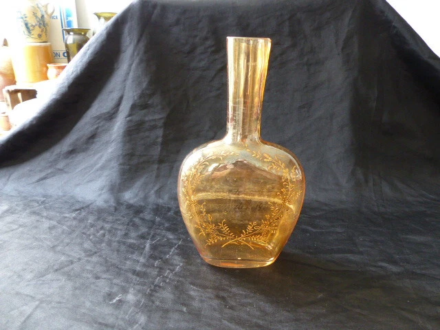 Grande Boîte Ancienne Verre Dépoli – Décor Floral émaillé – Diamètre 21 Cm
