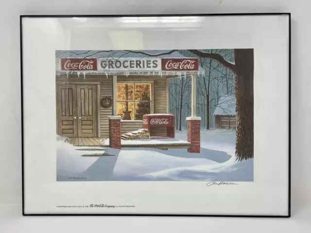 Jim Harrison Singed Framed Print 1996 Christmas And Coca Cola