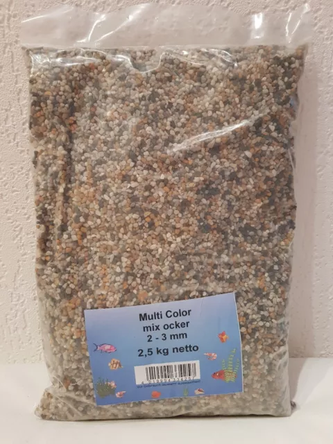 Multi Color mix ocker 2-3mm - 2,5 kg Aquariumkies für Aquarien Kies Aquarium TOP