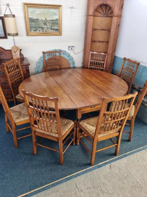 Oak Dining Table And Eight Lancashire Dining Chairs