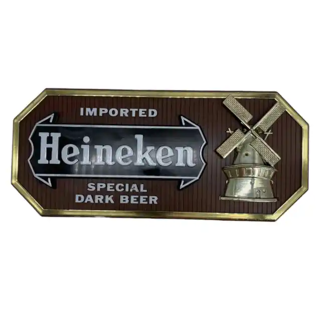 Vintage Imported HEINEKEN Special Dark Stand Up or Wall Sign 3-D Plastic Bar Pub