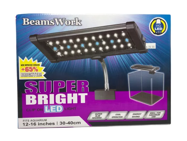 BeamsWork Super Bright Clip on LED Light Fits Aquariums 12-16 inches New