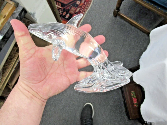 Waterford Crystal Breaching Humpback Whale Figurine 6"x8"x3" Nice BIN Price!