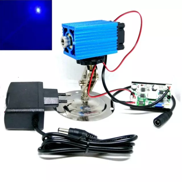 445nm 450nm 2W Blue Laser Dot Diode Module W/ TTL Cooling Fan & ADPT &Holder