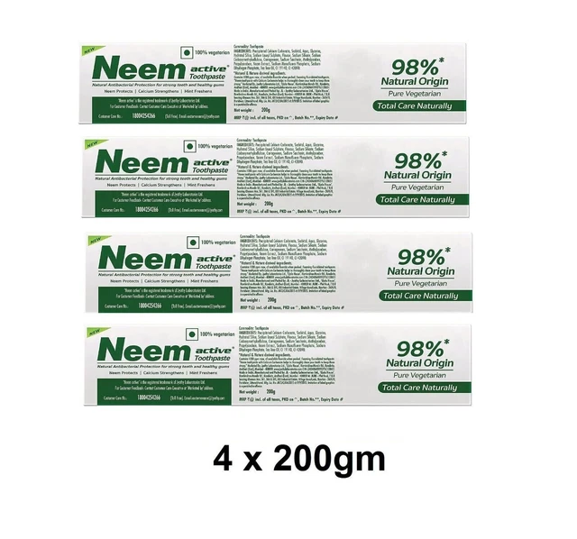 4 X Neem Active Toothpaste 200gm Each (4 x 200gm)