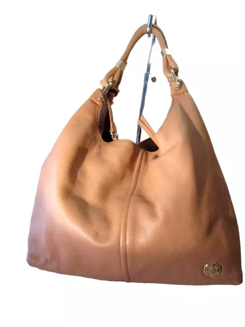 VINCE CAMUTO Toasted Tan / Light Brown Pebbled Leather Hobo Shoulder Bag - EUC