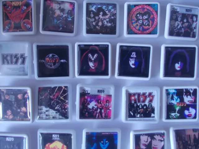 Collection Of 50 Different Kiss Album Cover Badges /Pins Free Postage In The Uk