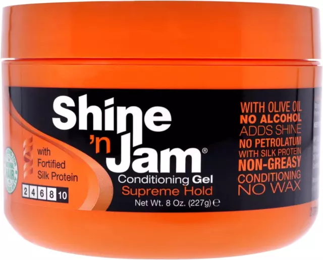 Shine-N-Jam Supreme Hold - Conditions Hair with Olive Oil and Silk Protein - Gre