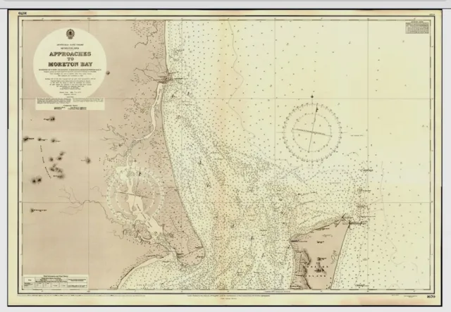 VINTAGE ADMIRALTY  CHART. No.1670. APPROACHES to MORETON BAY. 1951 EDITION.