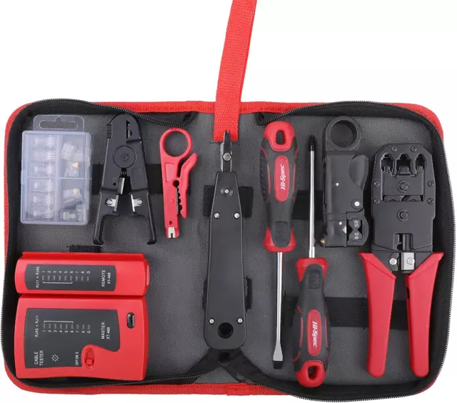 Kit D'Outils Réseau 9 Pièces Professionnel Avec Testeur De Câble, Pince À Sertir