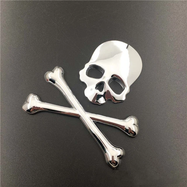 3D Big Black Metal Skull Skeleton Car Emblem Badge Decal - Evil Bone
