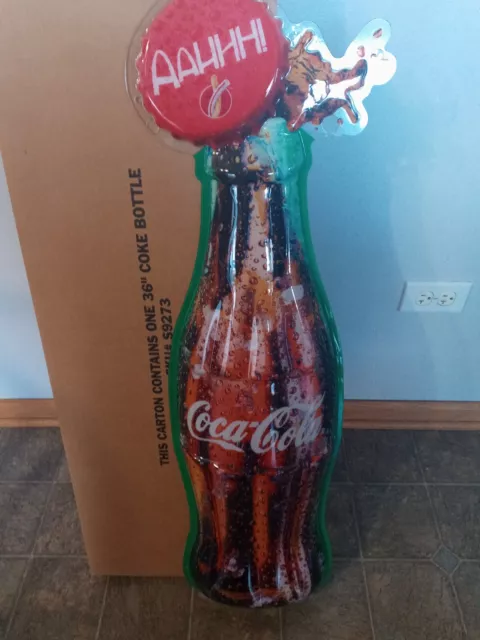 Coca-Cola advertising sign Bottle plastic 3-d fountain machine 36" NIB SODA