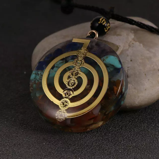 7 Chakra Healing Stones Emf Protection Orgone Energy Generator Pendant Necklace