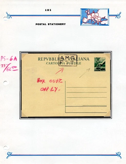 ITALY-TRIESTE 5, 1948 12 l PLANTING, AMG FTT, POST CARD (PC6A), MNH  (IT129)
