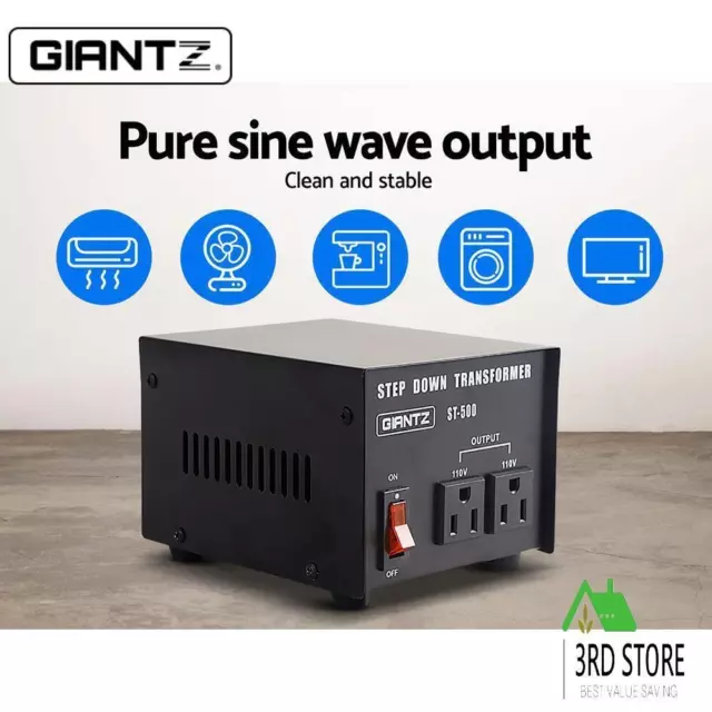 Giantz 500W 240V TO 110V Step Down Stepdown Transformer Voltage Converter AU-US