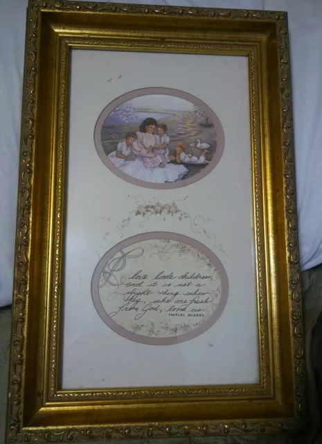 🌟40% OFF ANN TAYLOR ART CHARLES DICKENS POEM Mom Girl Child  Autographed Framed