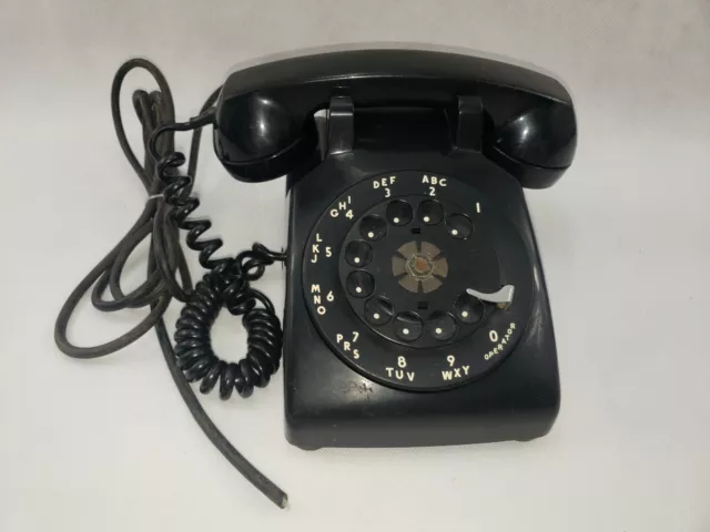 Vintage Rotary Desk Phone Bell System Western Electric Black Model 500 Original
